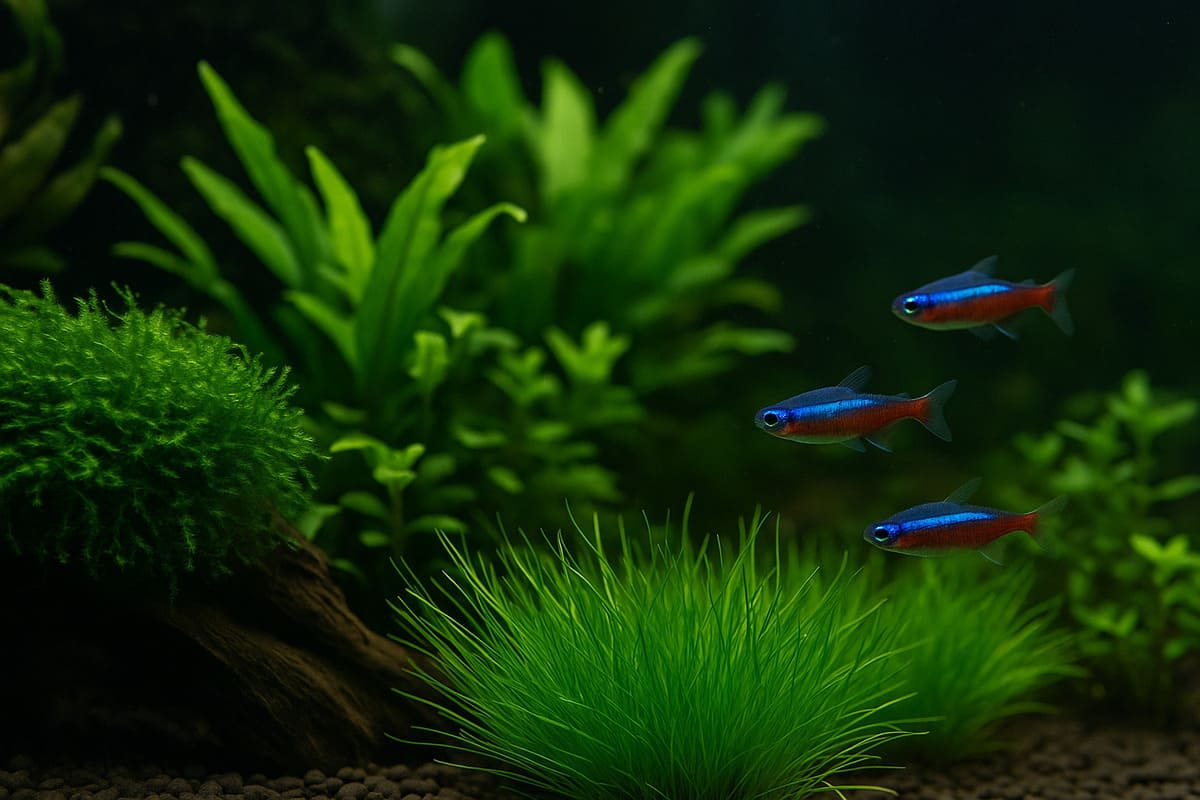 Nano acquario con pesci senza filtro