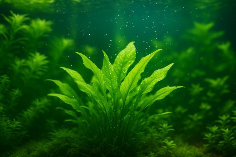 Acquario piantumato con piante in forte crescita e pearling visibile