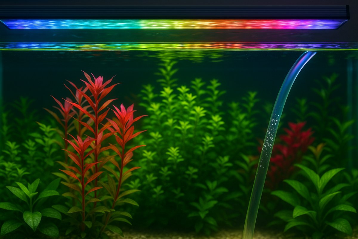 Spettro luce LED in acquario piantumato