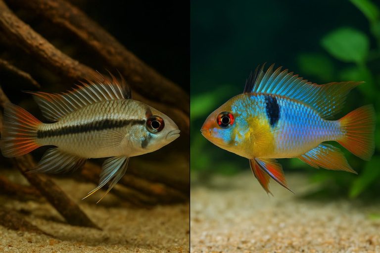 Confronto tra Apistogramma cacatuoides e Ramirezi in acquario amazzonico