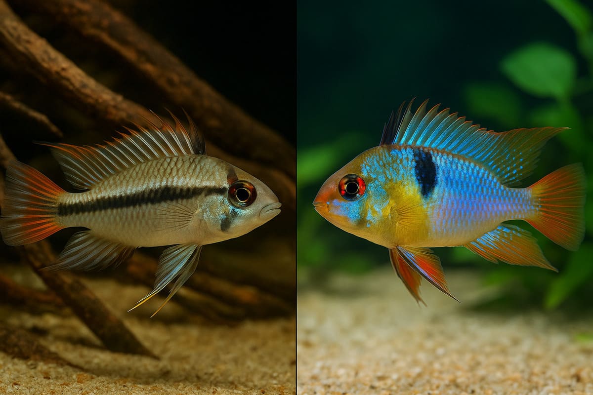 Confronto tra Apistogramma cacatuoides e Ramirezi in acquario amazzonico