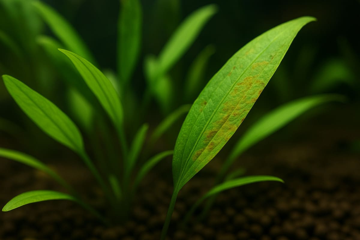 Foglie di piante acquatiche con carenza di potassio